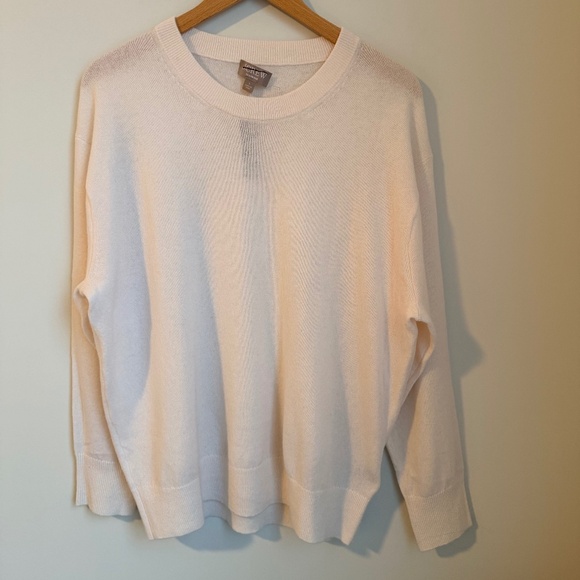 NWT J.Crew Ivory (snow) Cashmere relaxed crewneck sweater SZ S - Picture 3 of 6